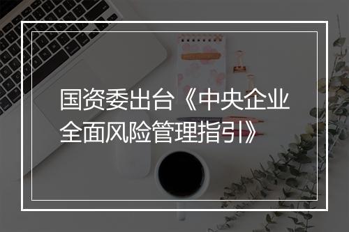国资委出台《中央企业全面风险管理指引》