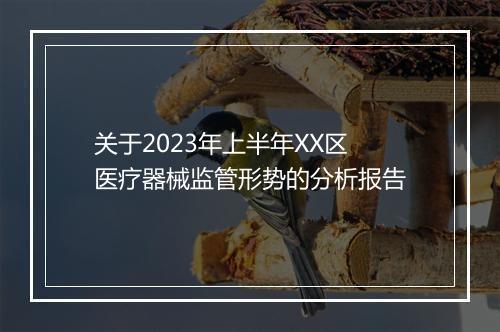关于2023年上半年XX区医疗器械监管形势的分析报告