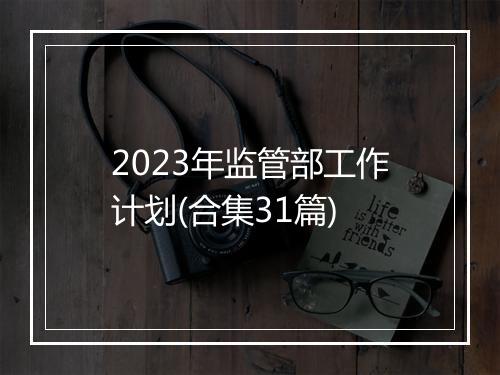 2023年监管部工作计划(合集31篇)
