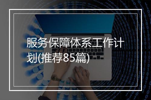 服务保障体系工作计划(推荐85篇)