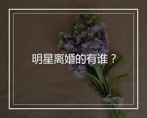 明星离婚的有谁？