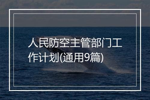 人民防空主管部门工作计划(通用9篇)