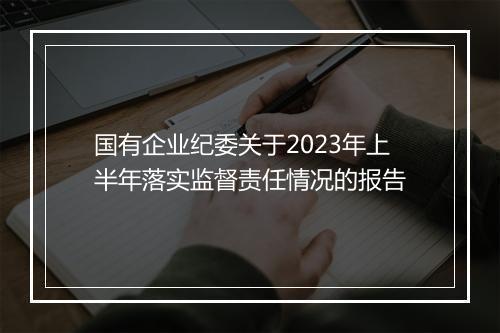 国有企业纪委关于2023年上半年落实监督责任情况的报告