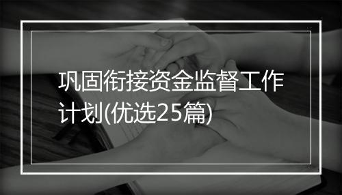 巩固衔接资金监督工作计划(优选25篇)