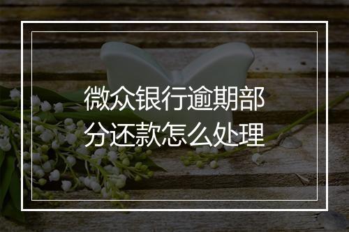 微众银行逾期部分还款怎么处理