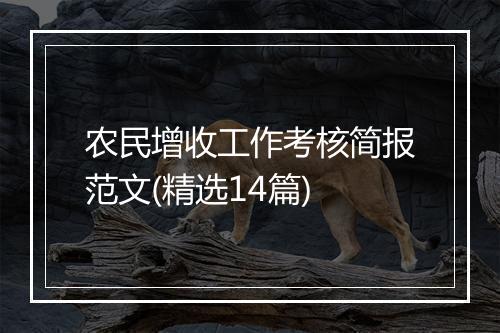 农民增收工作考核简报范文(精选14篇)
