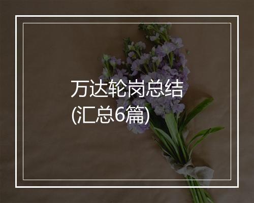 万达轮岗总结(汇总6篇)