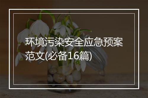 环境污染安全应急预案范文(必备16篇)