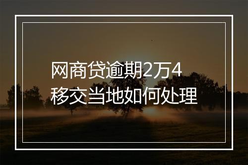 网商贷逾期2万4移交当地如何处理