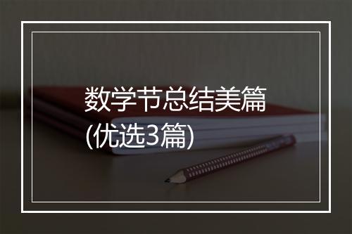 数学节总结美篇(优选3篇)