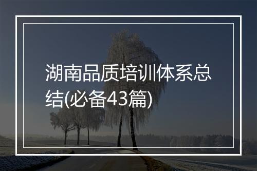 湖南品质培训体系总结(必备43篇)
