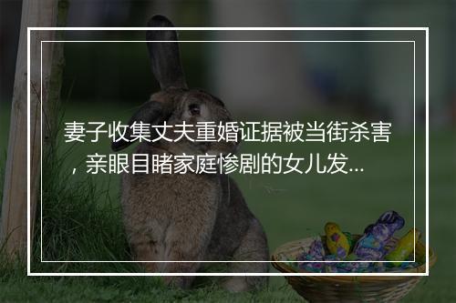 妻子收集丈夫重婚证据被当街杀害，亲眼目睹家庭惨剧的女儿发声