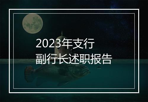 2023年支行副行长述职报告