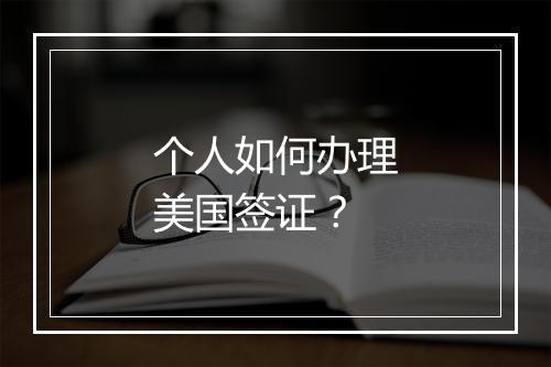 个人如何办理美国签证？