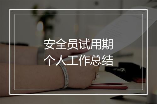 安全员试用期个人工作总结