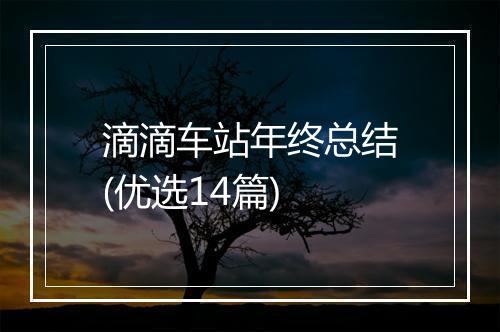 滴滴车站年终总结(优选14篇)
