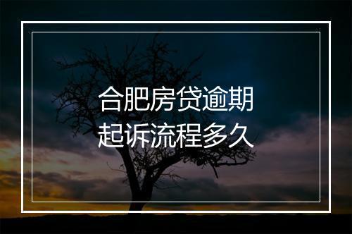 合肥房贷逾期起诉流程多久