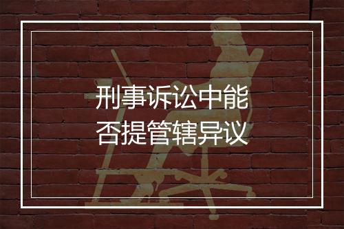 刑事诉讼中能否提管辖异议