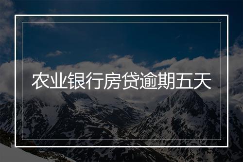 农业银行房贷逾期五天