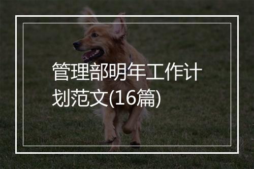 管理部明年工作计划范文(16篇)