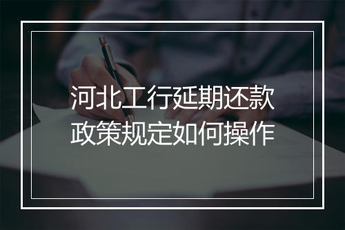 河北工行延期还款政策规定如何操作