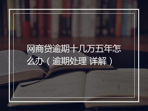 网商贷逾期十几万五年怎么办（逾期处理 详解）