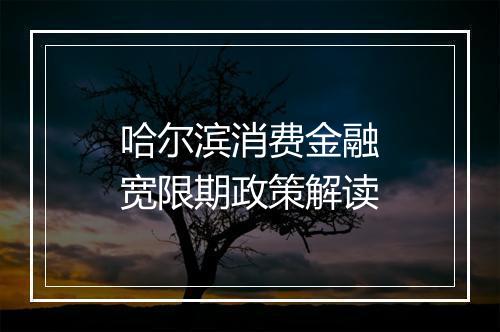哈尔滨消费金融宽限期政策解读