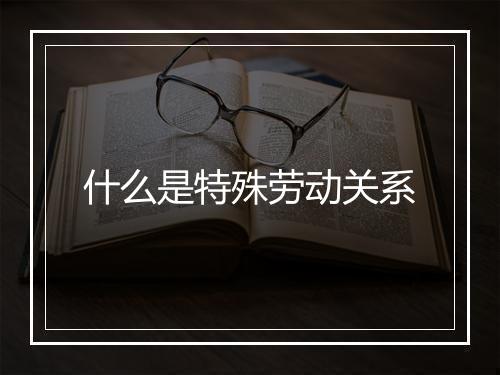 什么是特殊劳动关系