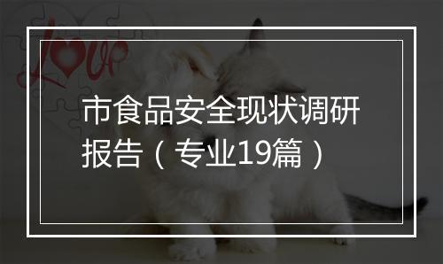 市食品安全现状调研报告（专业19篇）