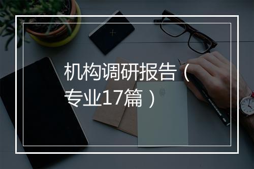 机构调研报告（专业17篇）