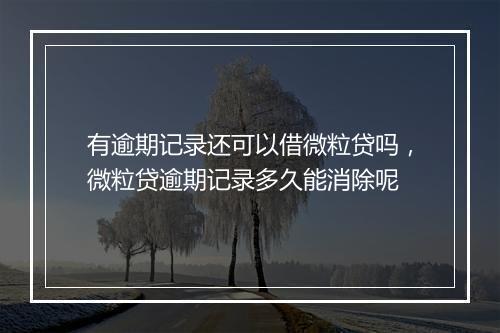 有逾期记录还可以借微粒贷吗，微粒贷逾期记录多久能消除呢