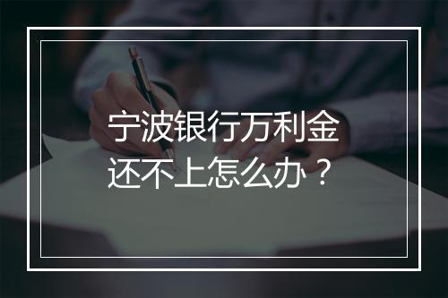 宁波银行万利金还不上怎么办？