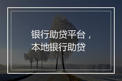 银行助贷平台，本地银行助贷