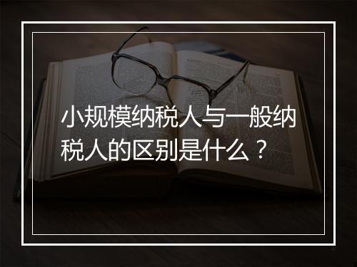小规模纳税人与一般纳税人的区别是什么？