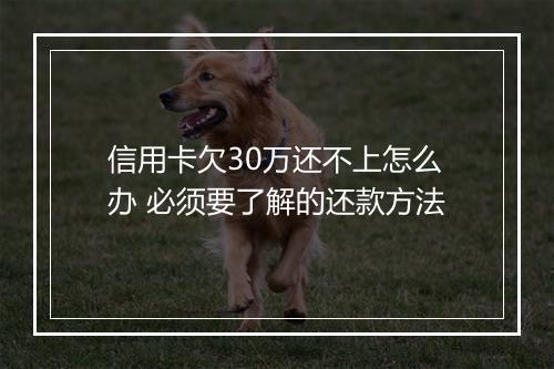 信用卡欠30万还不上怎么办 必须要了解的还款方法
