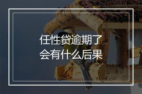 任性贷逾期了会有什么后果