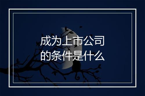成为上市公司的条件是什么