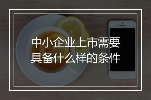 中小企业上市需要具备什么样的条件