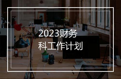 2023财务科工作计划