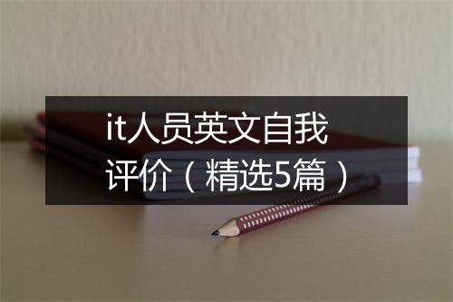 it人员英文自我评价（精选5篇）