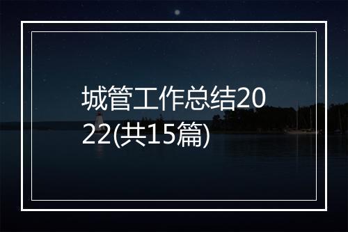 城管工作总结2022(共15篇)