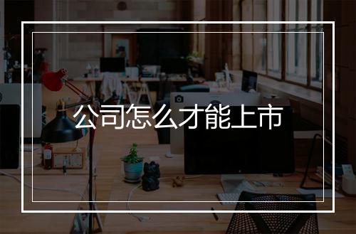 公司怎么才能上市