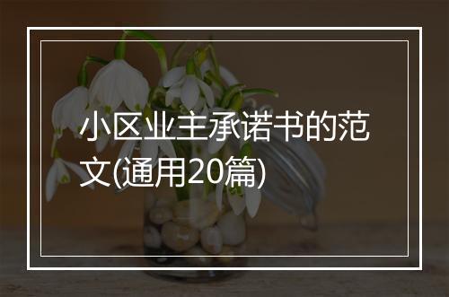 小区业主承诺书的范文(通用20篇)