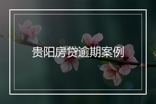 贵阳房贷逾期案例