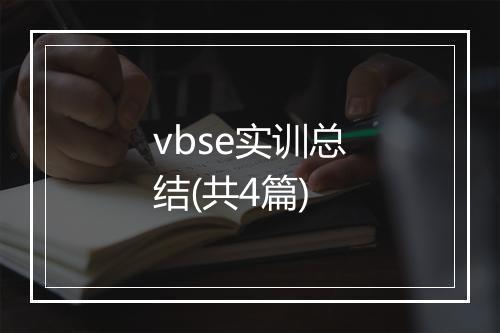 vbse实训总结(共4篇)