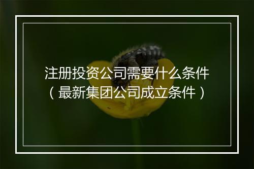 注册投资公司需要什么条件（最新集团公司成立条件）