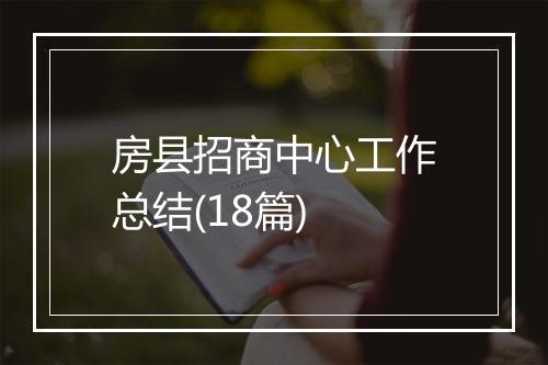 房县招商中心工作总结(18篇)