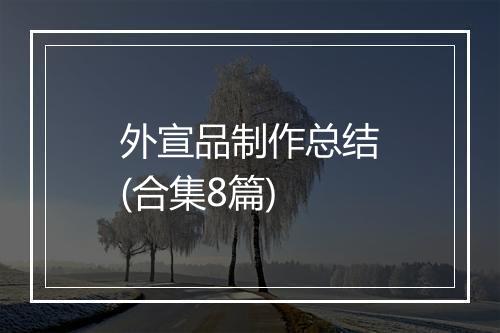 外宣品制作总结(合集8篇)