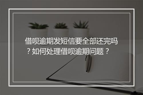 借呗逾期发短信要全部还完吗？如何处理借呗逾期问题？