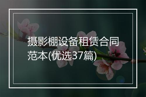 摄影棚设备租赁合同范本(优选37篇)